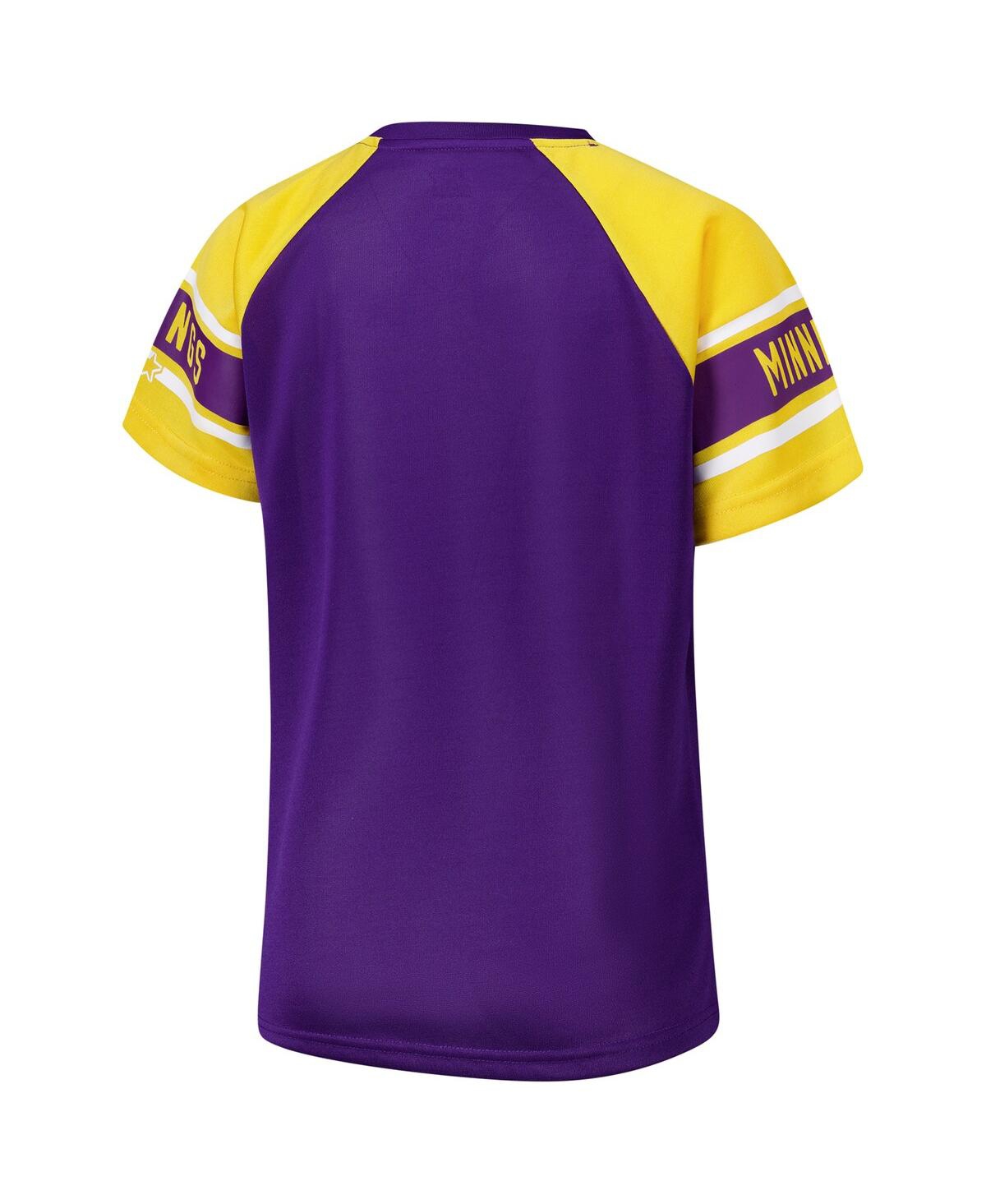 Starter Women's Purple Minnesota Vikings 1st Rounder Color Block Raglan Top In Animal Print