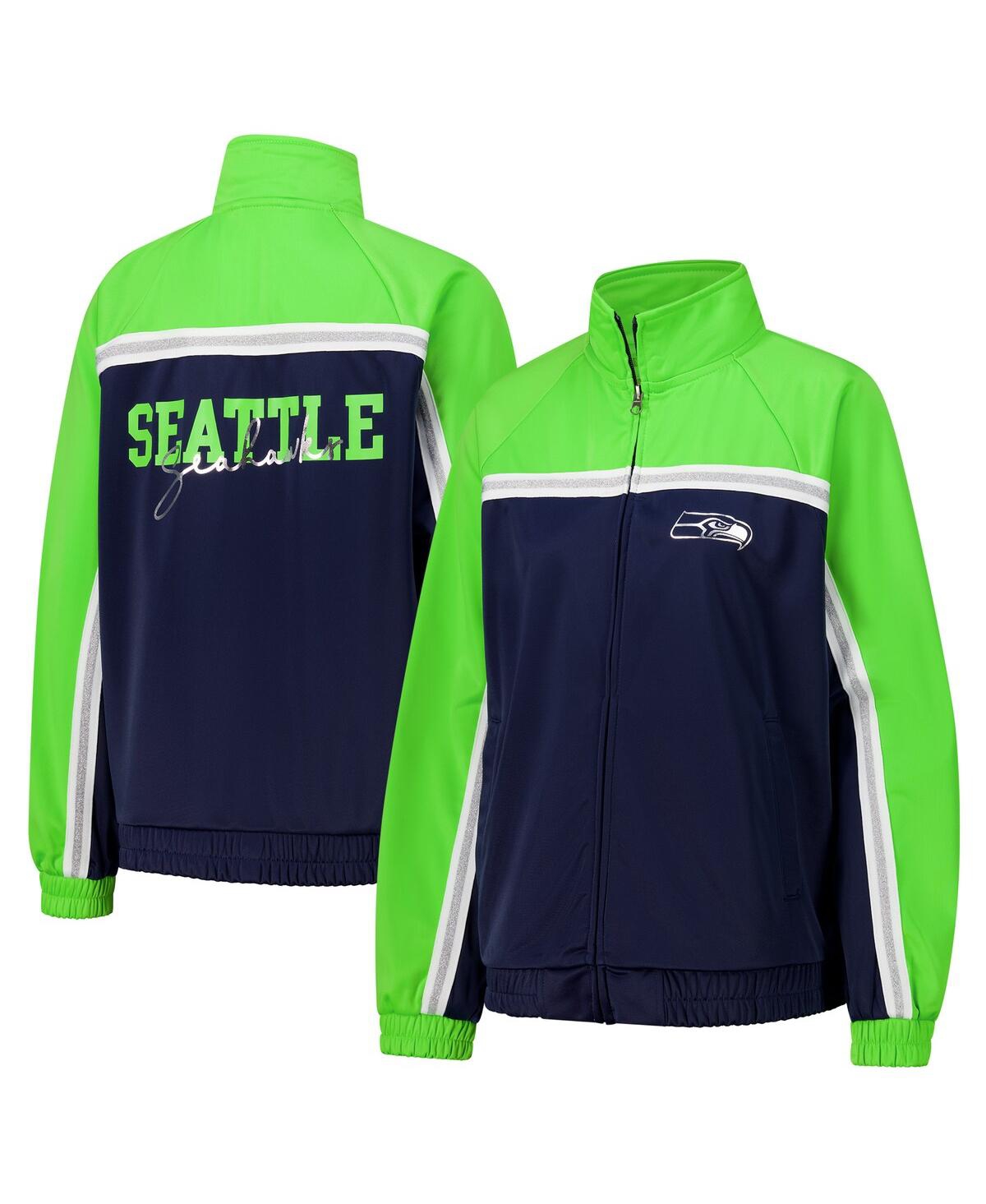 G-iii 4her By Carl Banks Women's College Navy Seattle Seahawks Post Game Full-zip Track Jacket In Multi