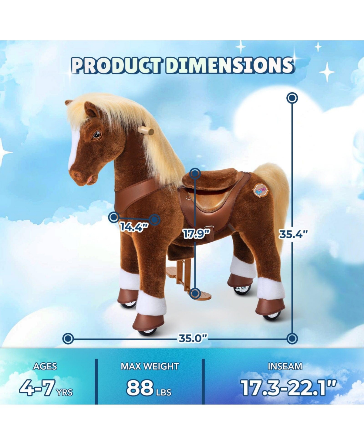PonyCycle Model Y Brown Horse Rideable Toy for Age -4