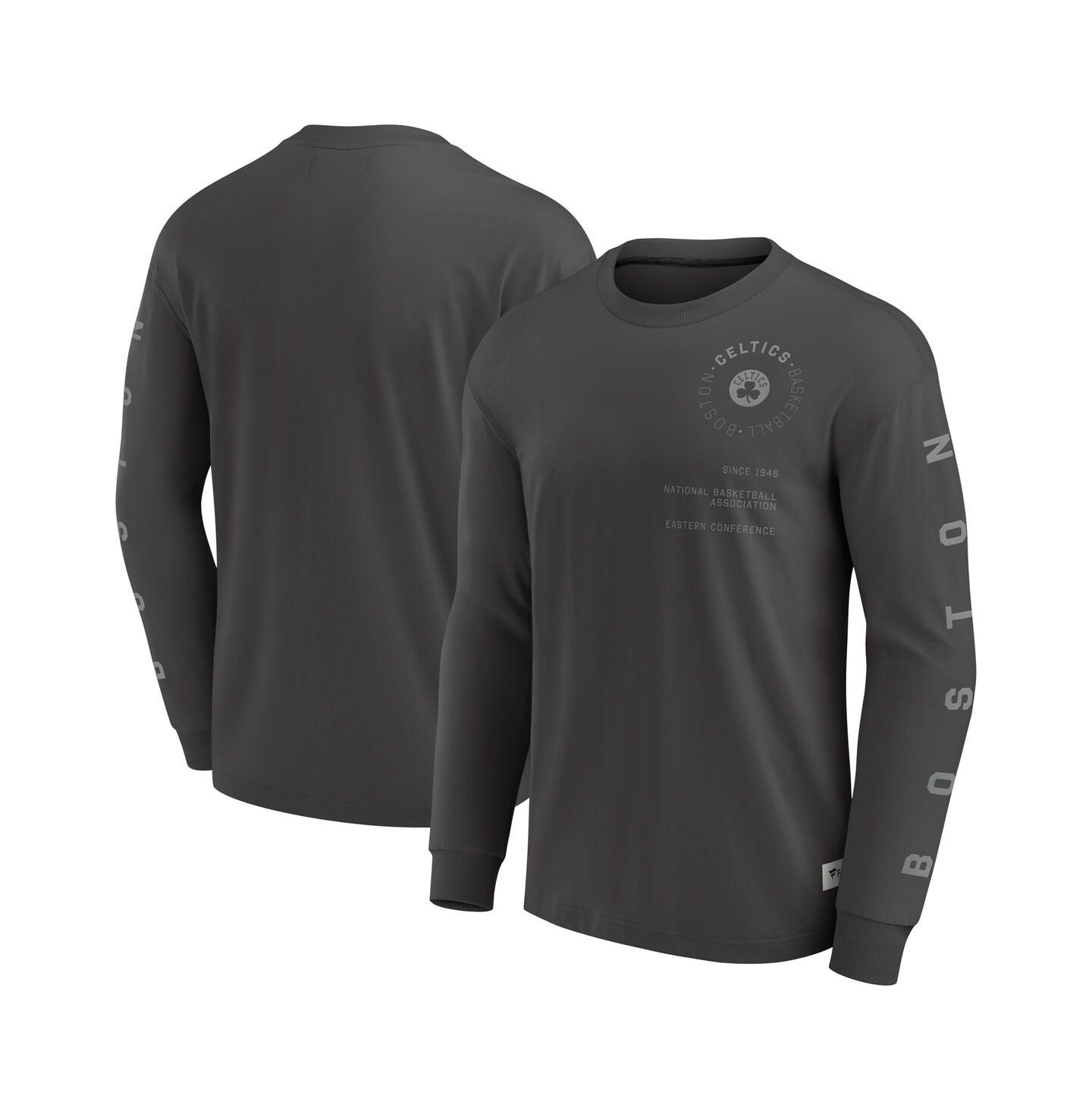 Мужская футболка Fanatics Gray Boston Celtics Elements Future Ground Tonal Info Long Sleeve — фото 1