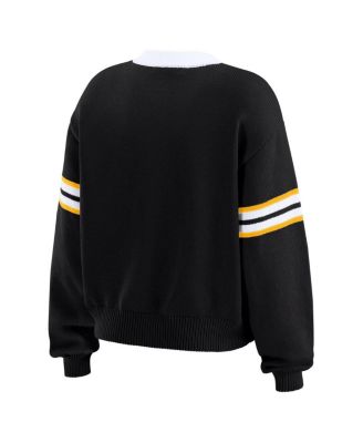 Women's Black Pittsburgh Steelers Lace-Up Pullover Sweatshirt