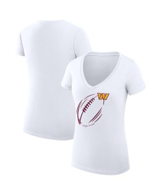 G-III 4Her by Carl Banks - Women's White Washington Commanders Super-Slim Fit Lightweight Subtle Football V-Neck T-Shirt