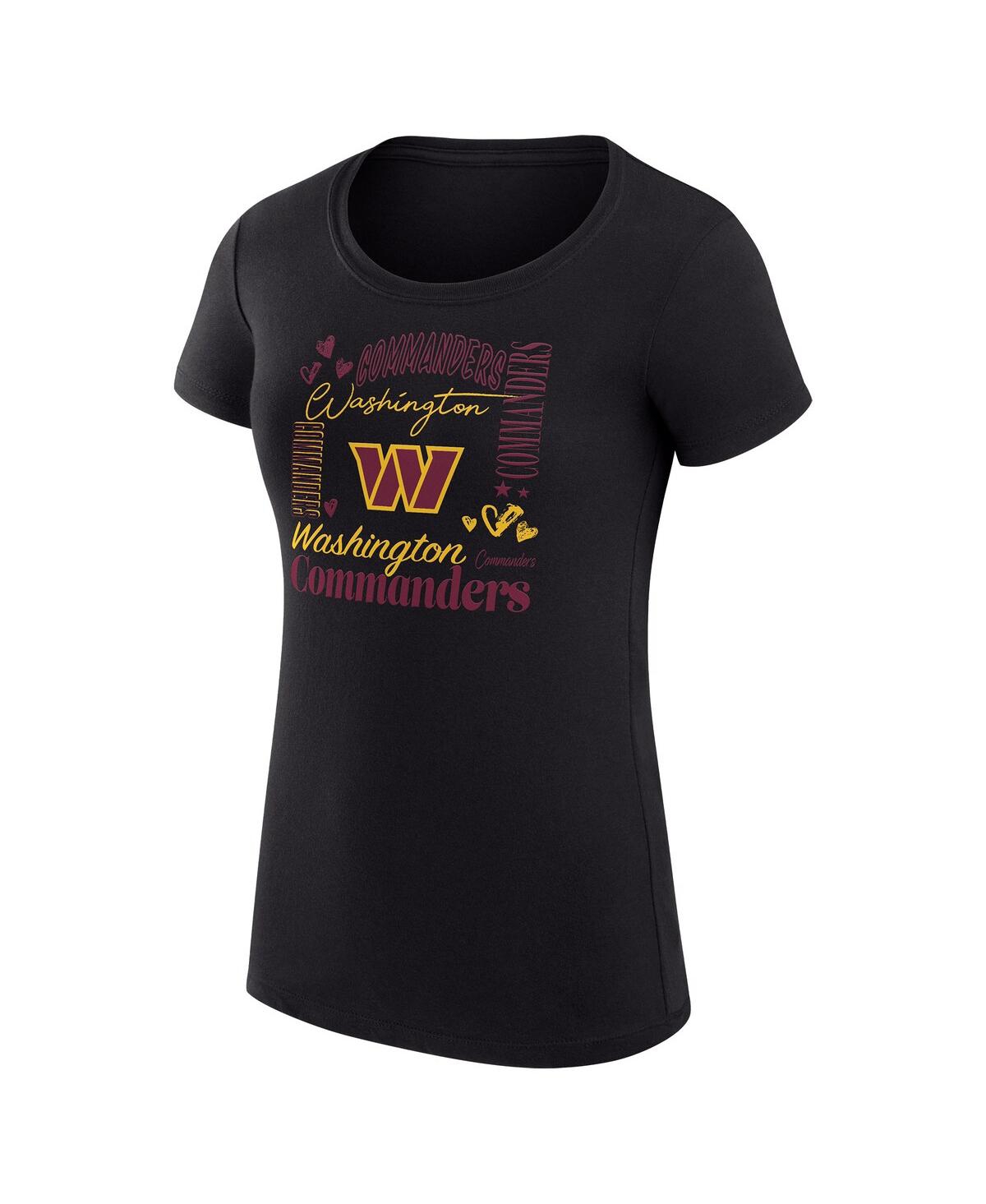 G-iii 4her By Carl Banks Women's Black Washington Commanders Super-slim Fit Lightweight Collage Team T-shirt In Black