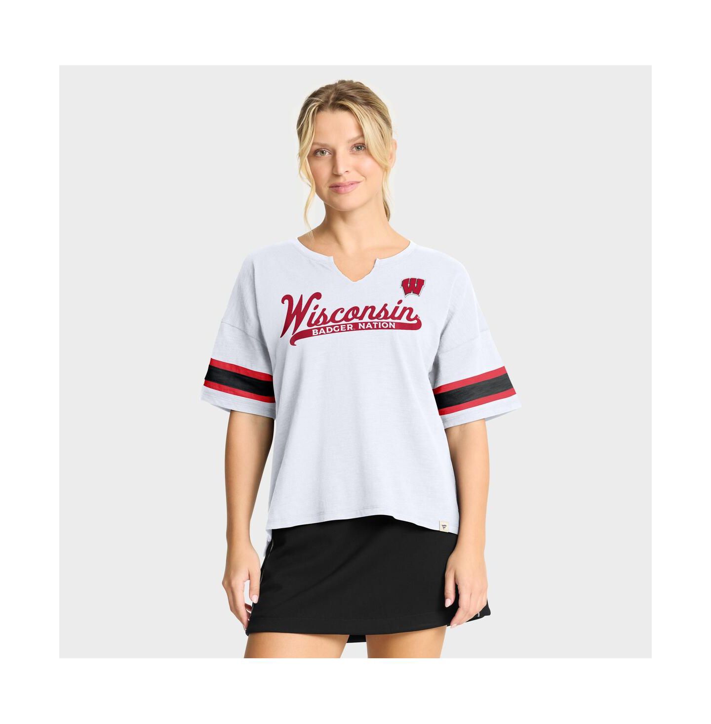 Женская футболка Fanatics White Wisconsin Badgers Hometown Premium Script — фото 1