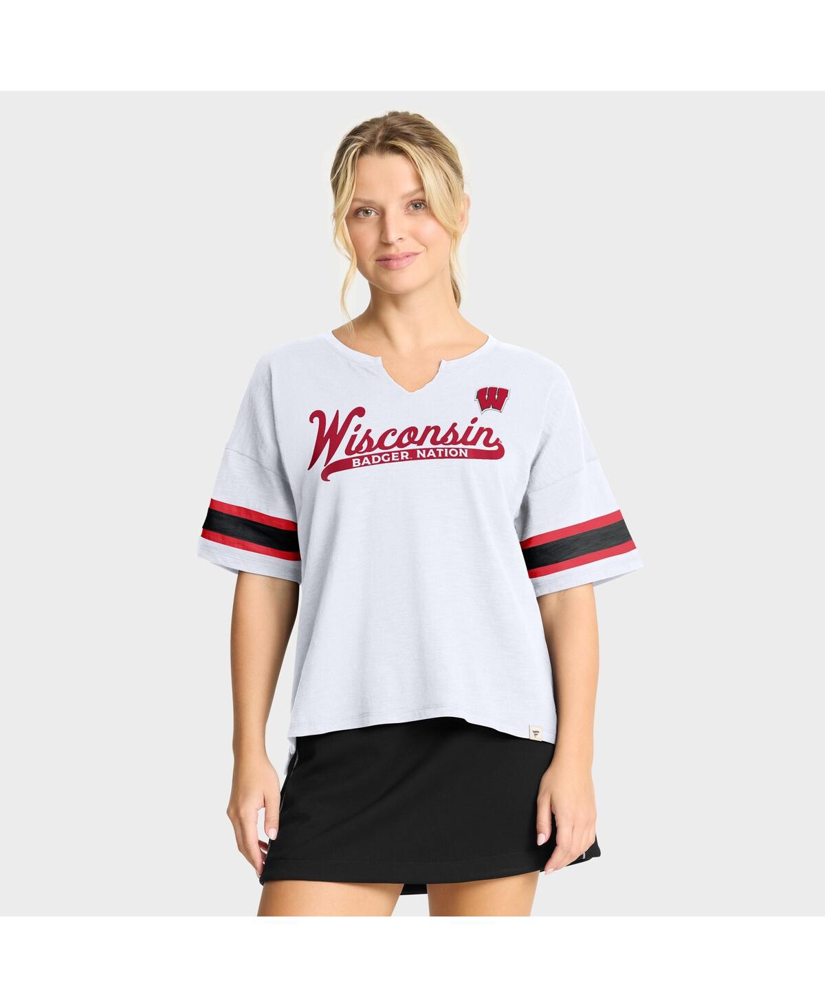 Fanatics Women's White Wisconsin Badgers Hometown Premium Script T-shirt In White