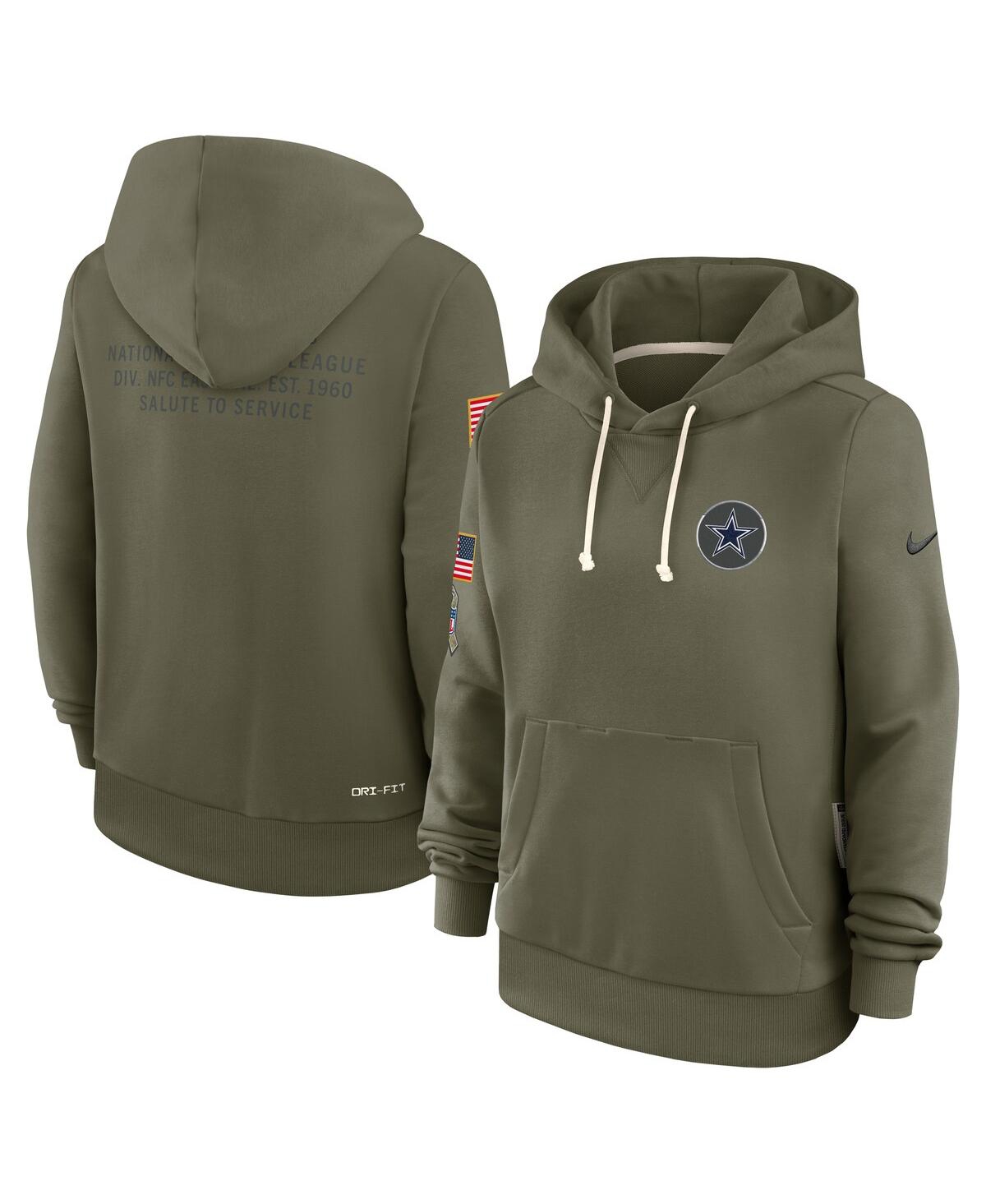 Nike Dallas Cowboys Salute To Service Sideline  Women's Dri-fit Nfl Pullover Hoodie In Gray