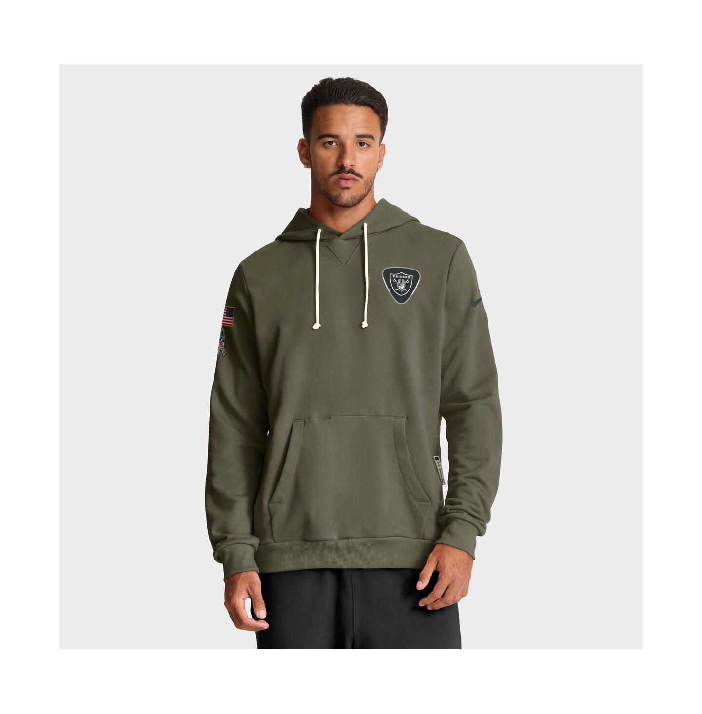Мужское худи Nike Olive Las Vegas Raiders 2025 Salute to Service Sideline Standard Issue Dri-FIT — фото 1