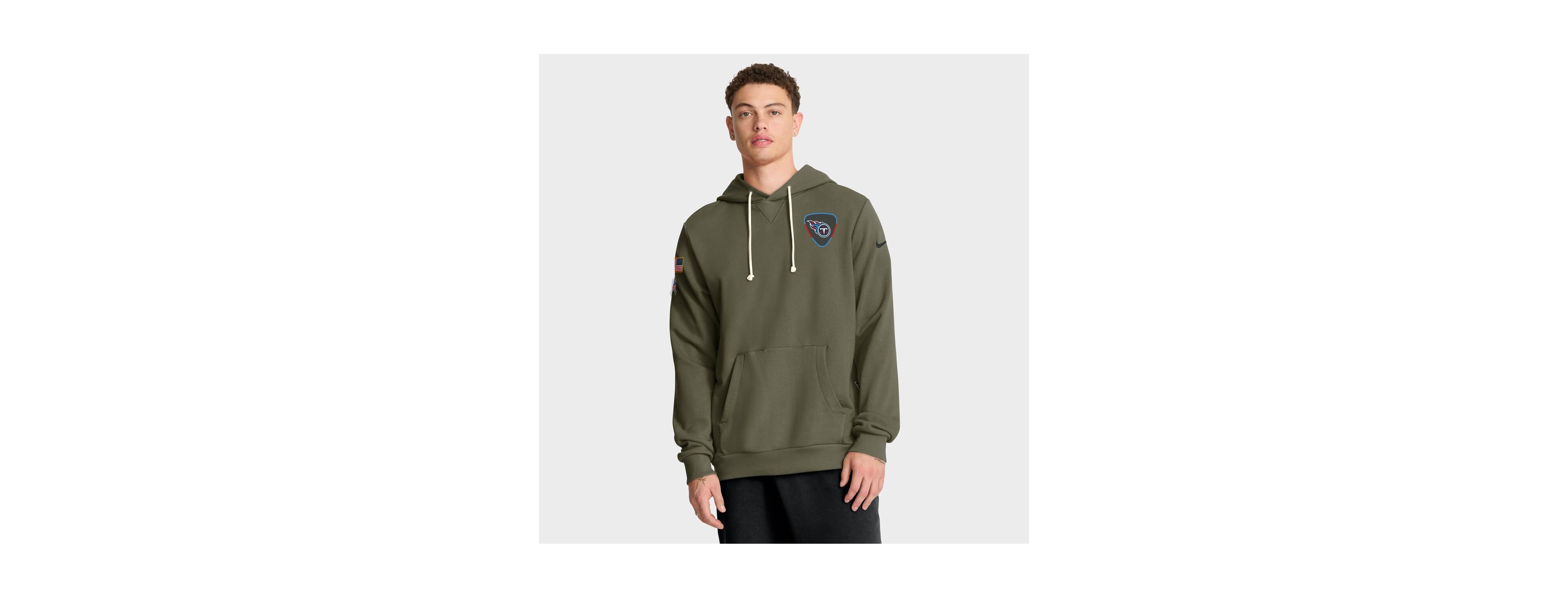 Nike Men's Olive Tennessee Titans 2025 Salute to Service Sideline Standard Issue Dri-fit Hoodie