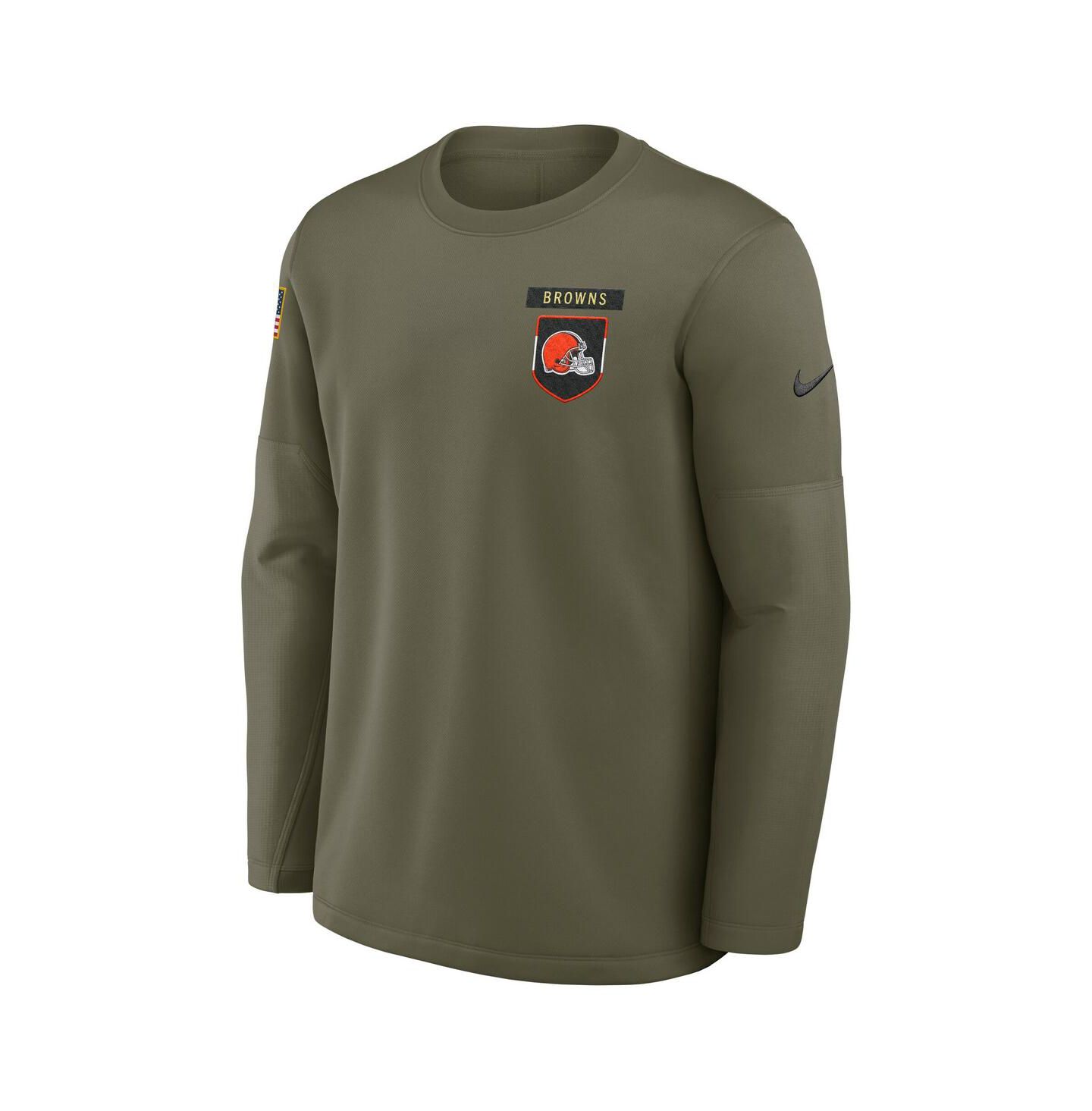 Мужская футболка Nike Olive Cleveland Browns 2025 Salute to Service Sideline Coaches Therma-FIT Long Sleeve — фото 2