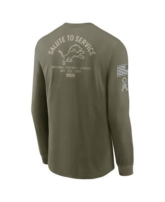 Men's Olive Detroit Lions 2025 Salute to Service Long Sleeve T-Shirt