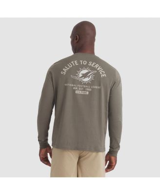 Men's Olive Miami Dolphins 2025 Salute to Service Sideline Long Sleeve T-Shirt