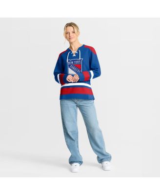 Women's Blue New York Rangers Icing Long Sleeve Lace Up Sweatshirt