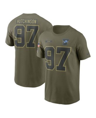 Nike - Men's Aidan Hutchinson Olive Detroit Lions 2025 Salute to Service Name Number T-Shirt