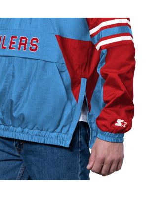 Men's Light Blue Houston Oilers Gridiron Classics Logo Prospect Half-Zip Pullover Hoodie