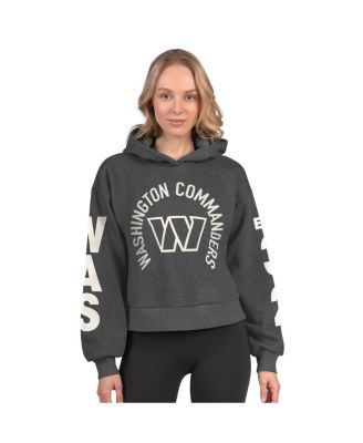 Starter - Women's Heather Charcoal Washington Commanders Star Player Cropped Fleece Pullover Hoodie