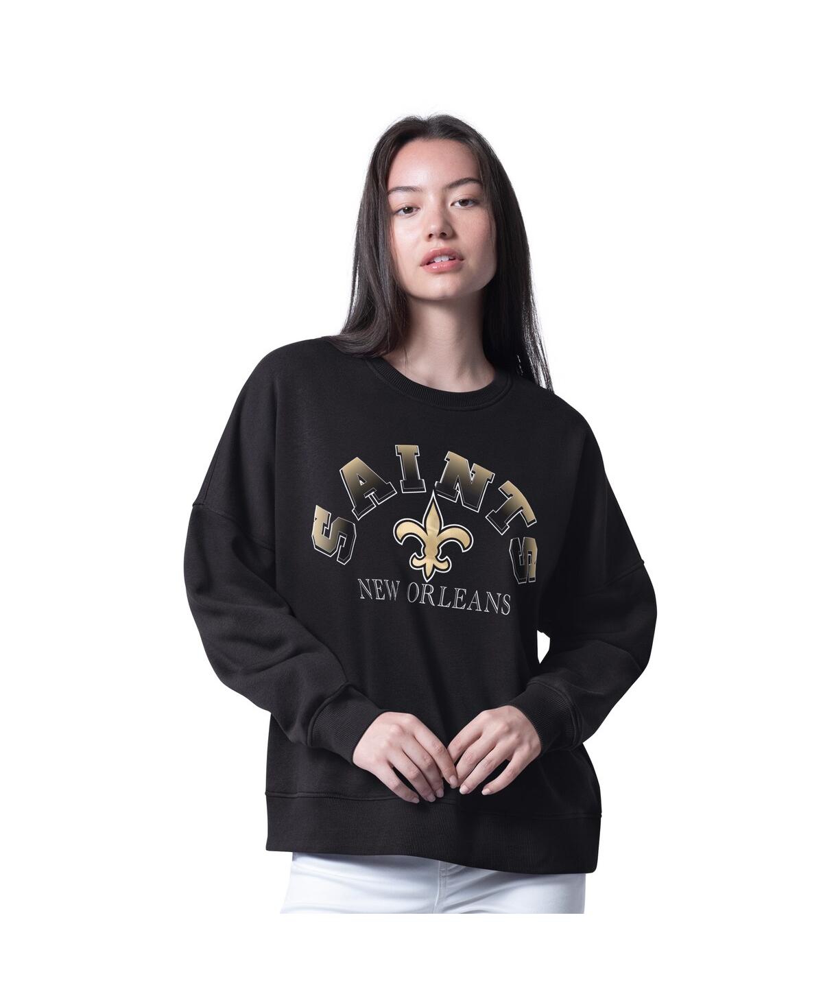 G-iii 4her By Carl Banks Women's Black New Orleans Saints Oversized Feud Sweatshirt