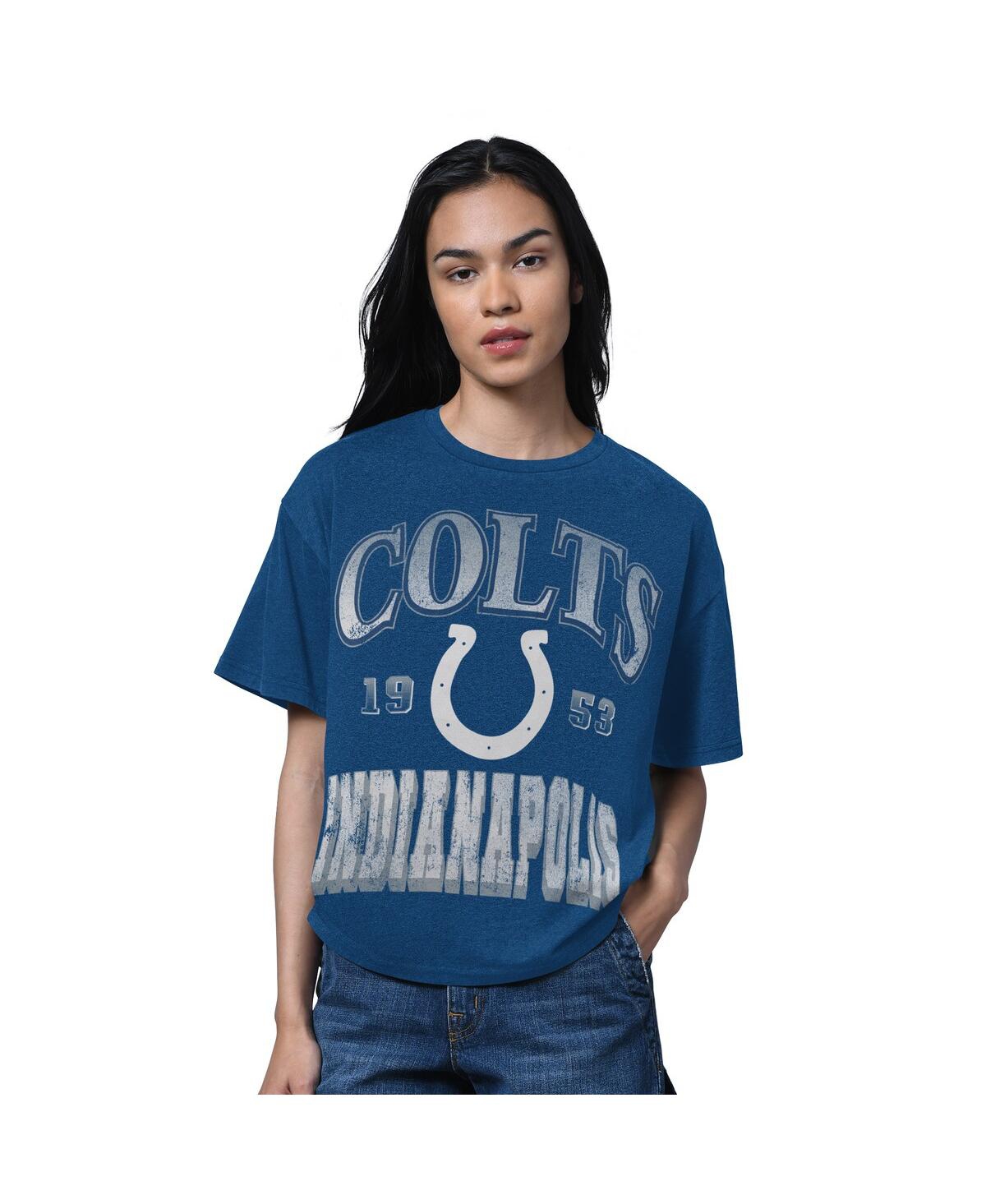Starter Women's Heather Royal Indianapolis Colts Oversized Hall Of Fame T-shirt In Blue