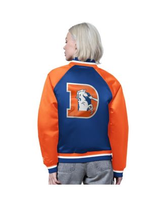 Women's Royal/Orange Denver Broncos Satin Full-Snap Varsity Jacket