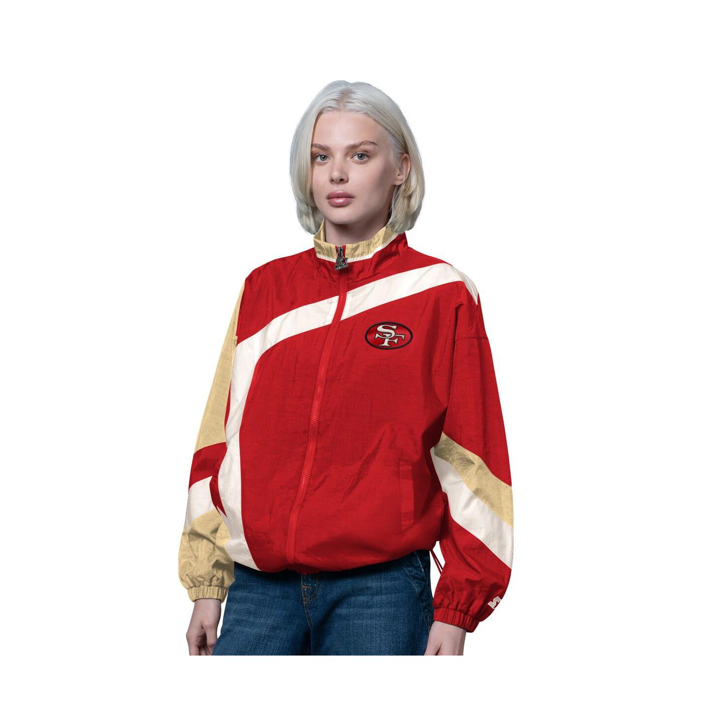 Женская куртка Starter Scarlet/Gold San Francisco 49ers 1st Quarter Full-Zip Windbreaker — фото 1