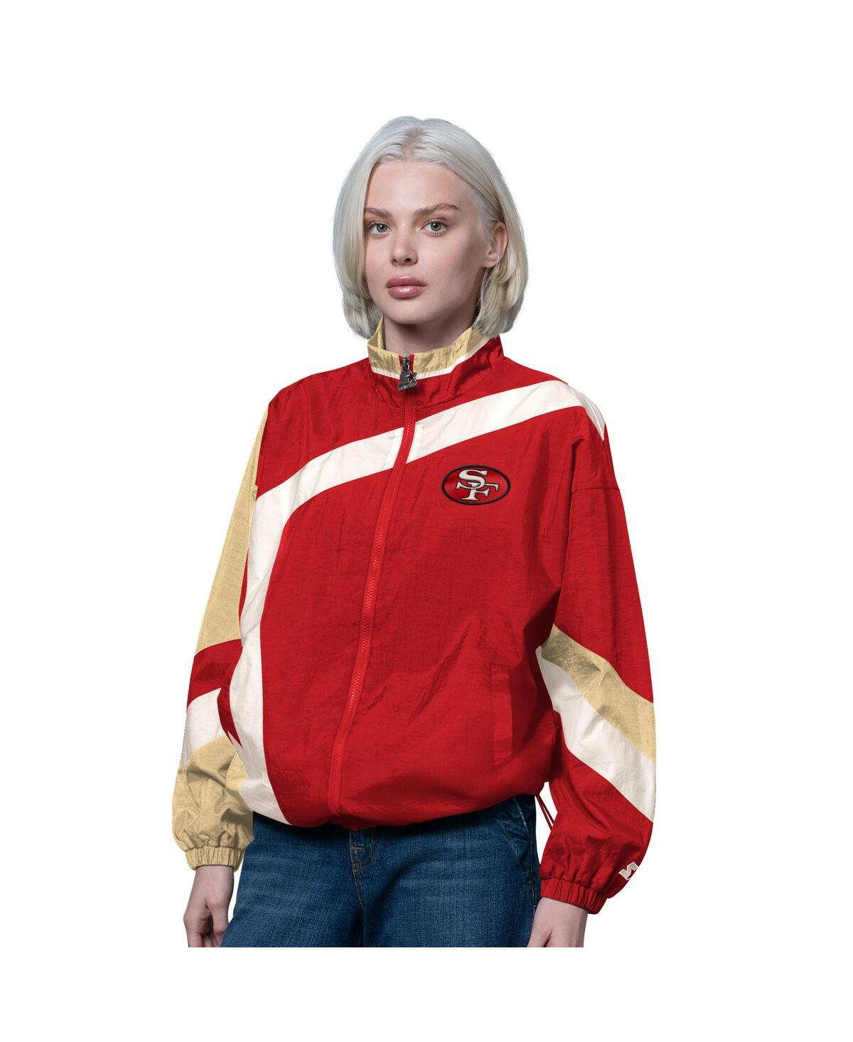 Starter Women's Scarlet/gold San Francisco 49ers 1st Quarter Full-zip Windbreaker Jacket In Red