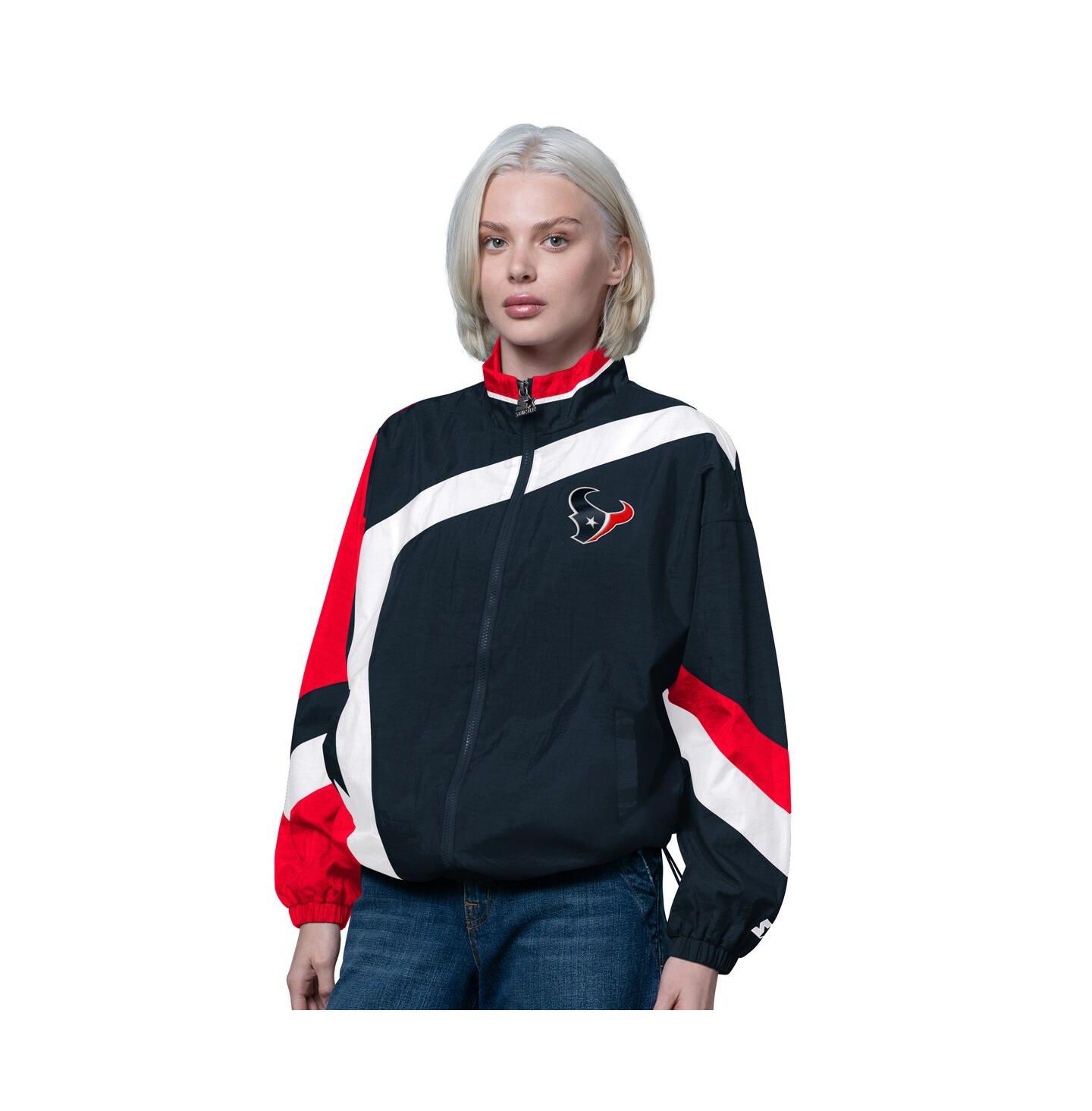 Женская куртка Starter Navy/Red Houston Texans 1st Quarter Full-Zip Windbreaker — фото 1