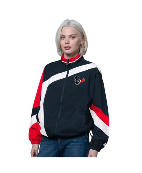 Женские куртки Starter Women's Navy/Red Houston Texans 1st Quarter Full-Zip Windbreaker Jacket