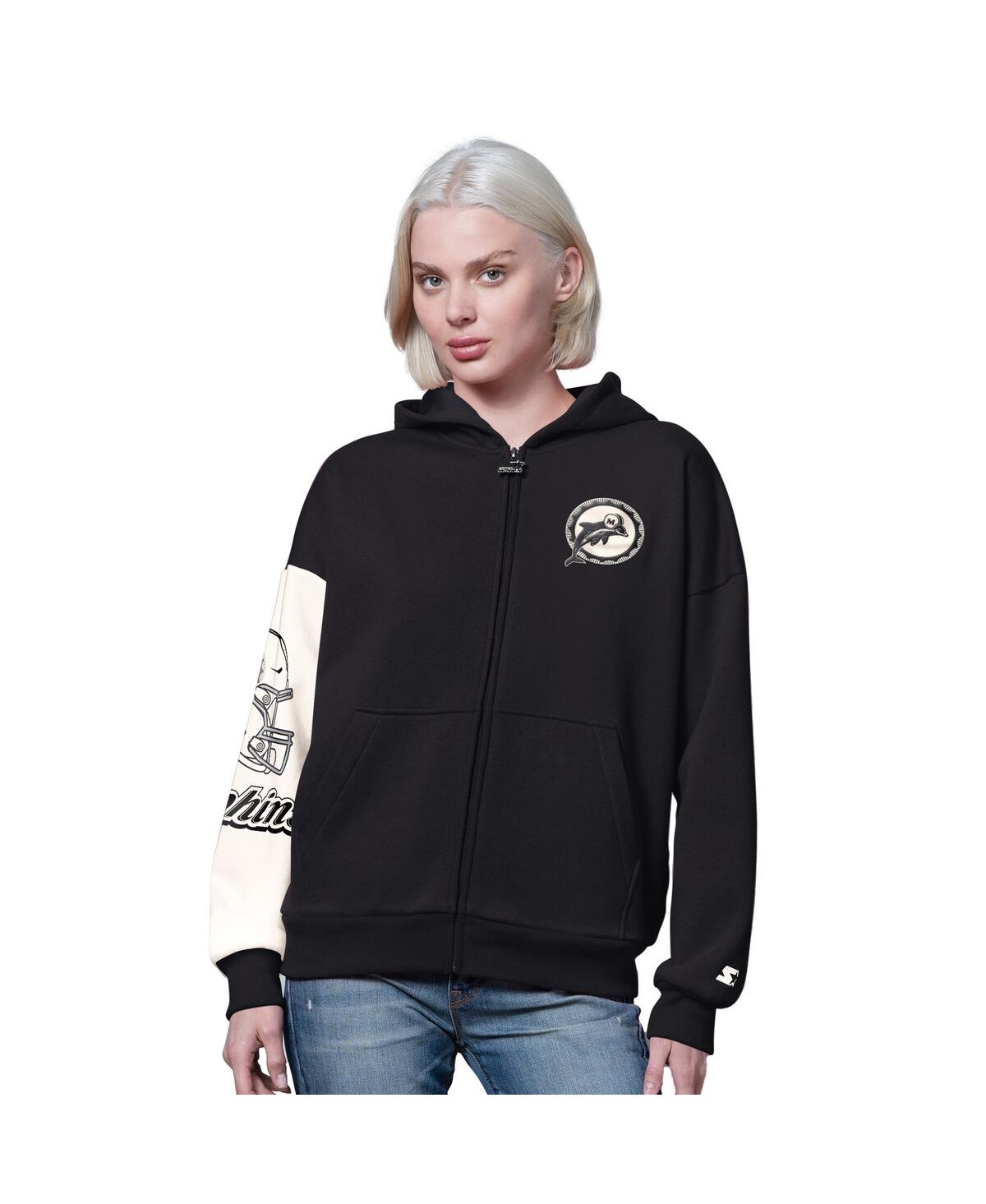 Starter Women's Black Miami Dolphins 4th Down Full-zip Hoodie In Black