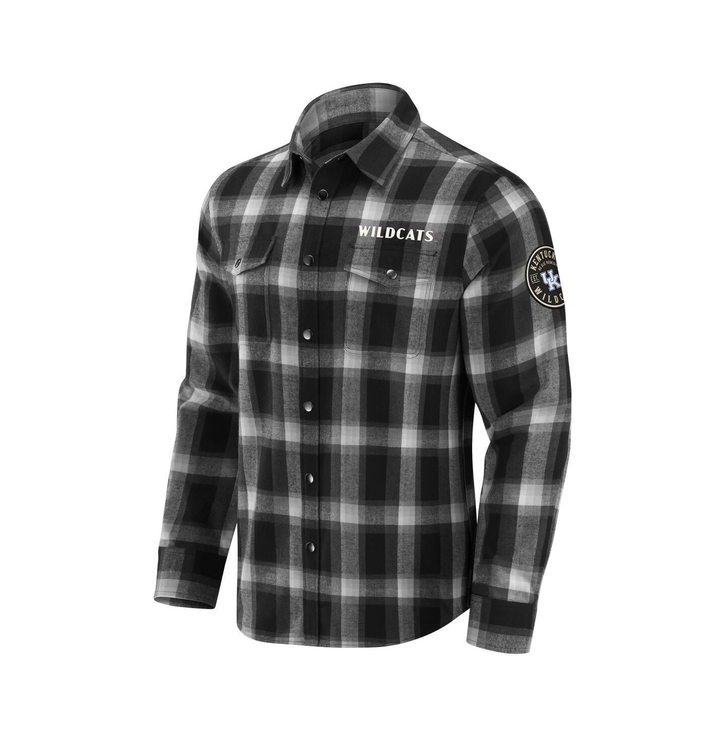 Мужская рубашка Fanatics Darius Rucker Collection by Black Kentucky Wildcats Team Flannel Plaid Full-Snap — фото 2
