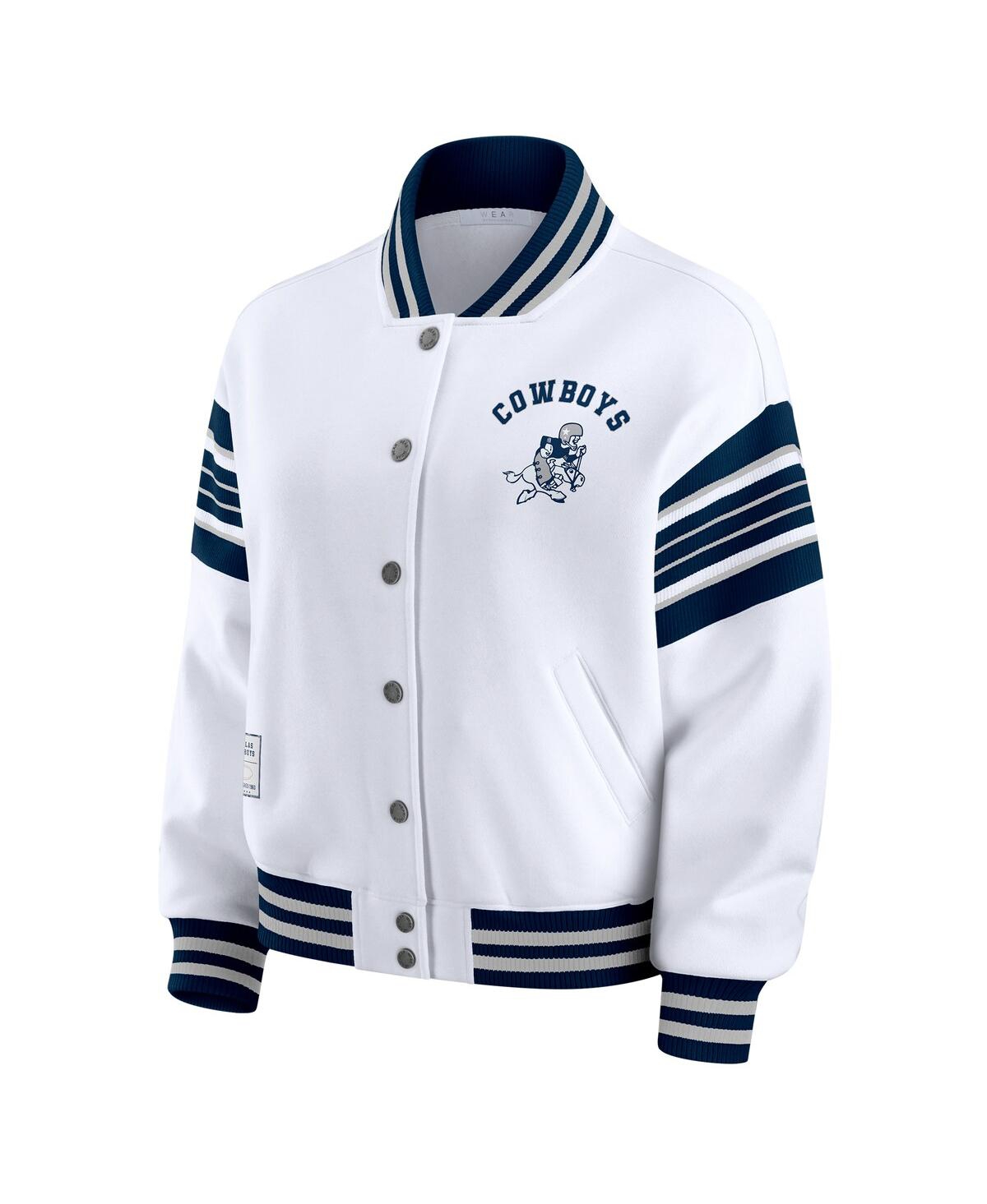 Wear By Erin Andrews Women's White Dallas Cowboys Full-snap Fleece Sweatshirt Jacket In Multi