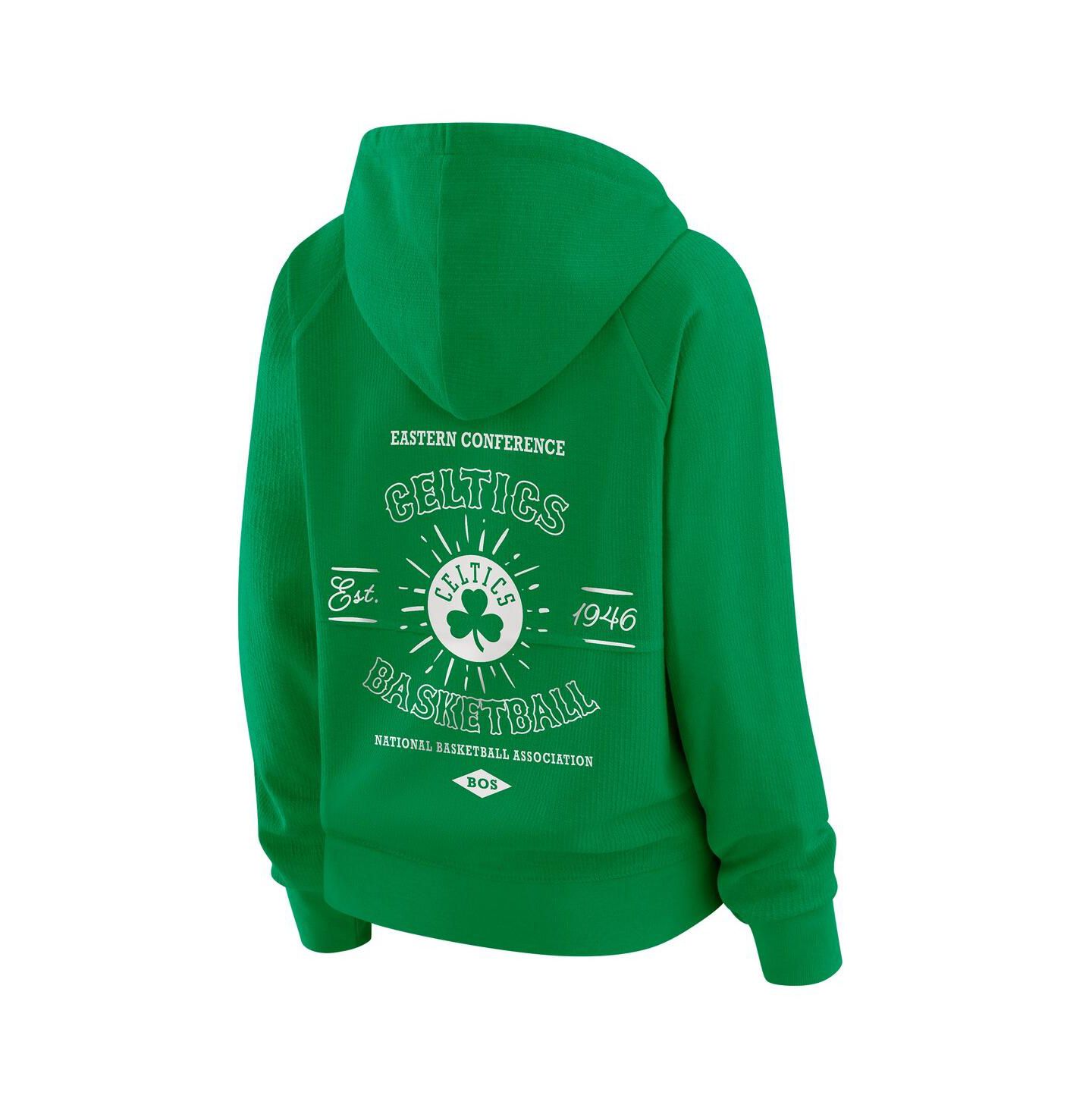 Женское худи WEAR by Erin Andrews Green Boston Celtics Full-Zip Raglan — фото 2