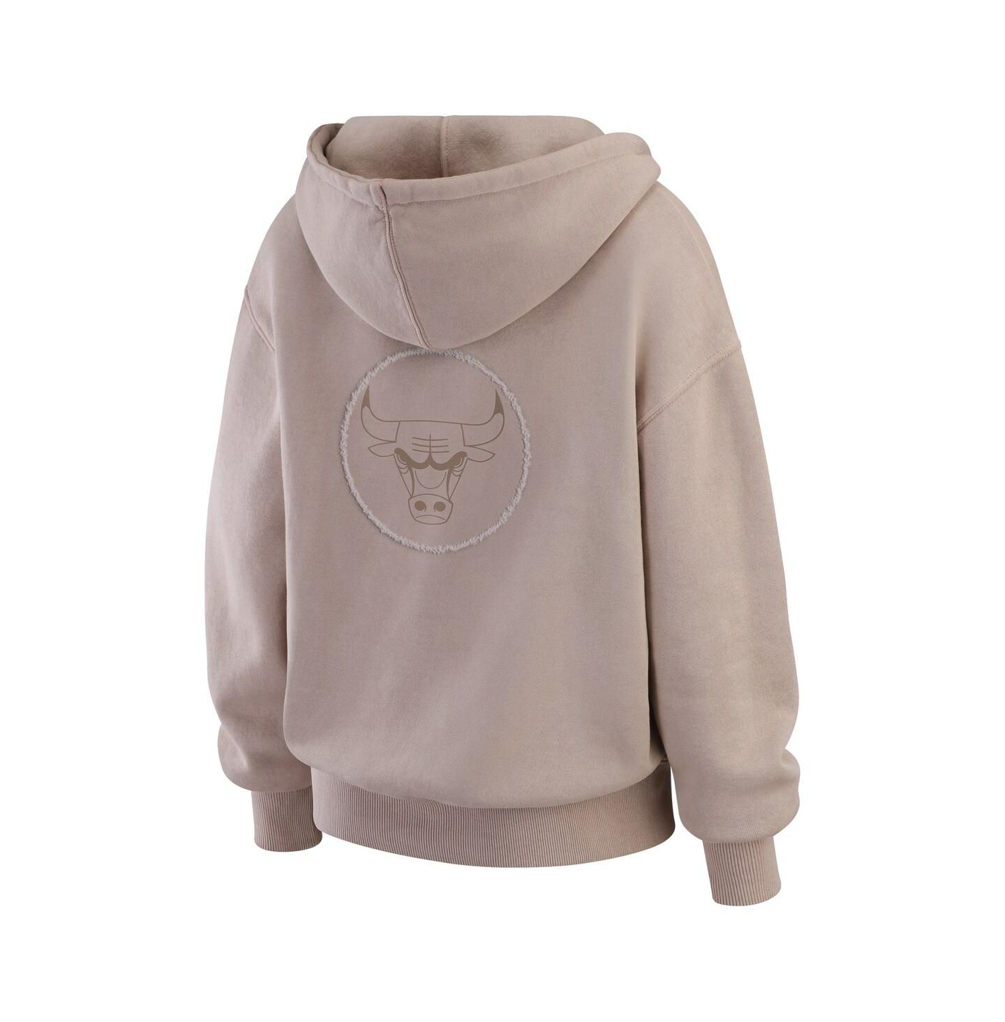 Женское худи WEAR by Erin Andrews Tan Chicago Bulls Washed Pullover Crew Neck — фото 3