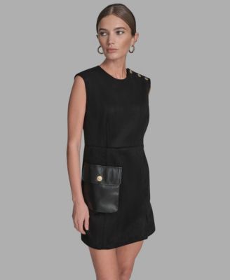 Women's Button Shoulder Sheath Dress
