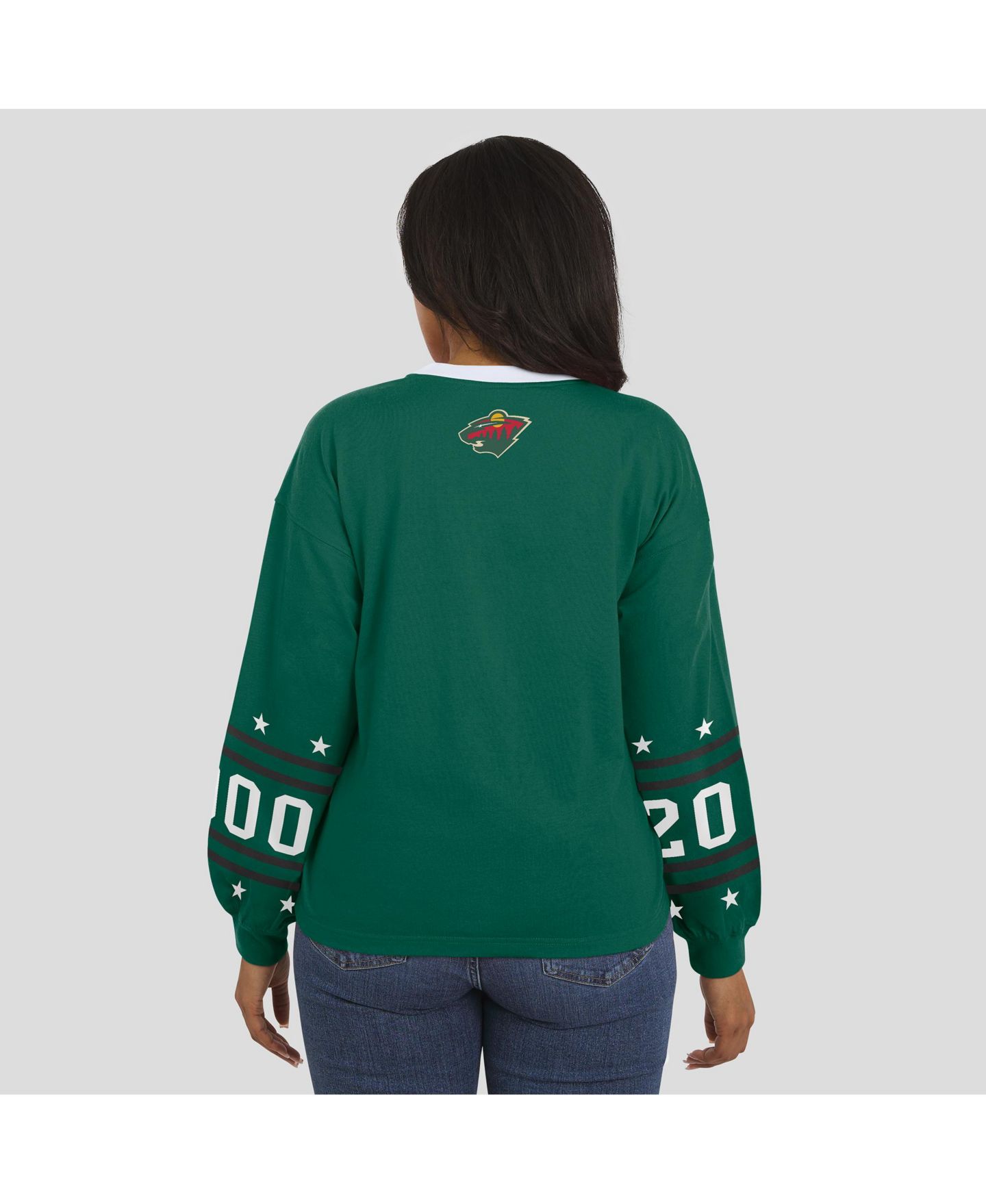 Женская футболка WEAR by Erin Andrews Green Minnesota Wild Long-Sleeve Sport — фото 5