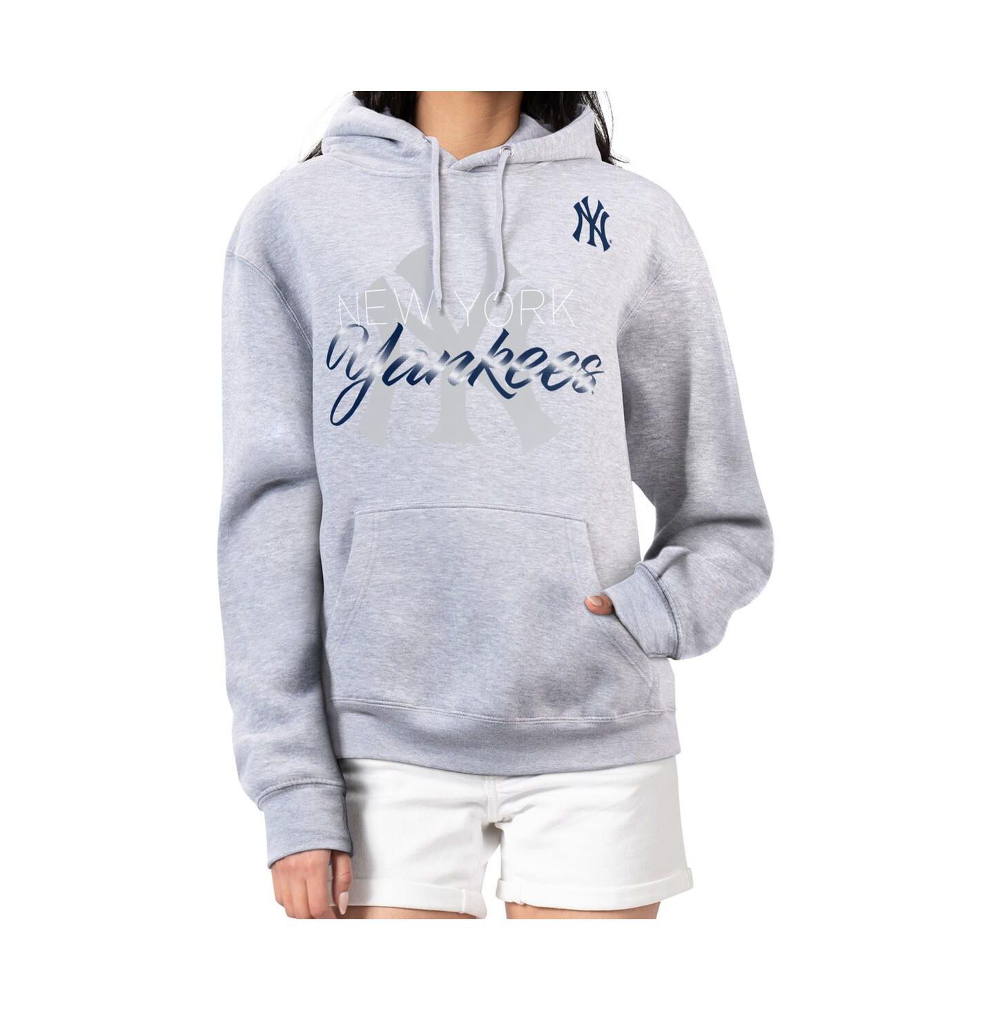 Женское худи G-III 4Her by Carl Banks Heather Gray New York Yankees Shadow Logo Graphic Pullover — фото 1