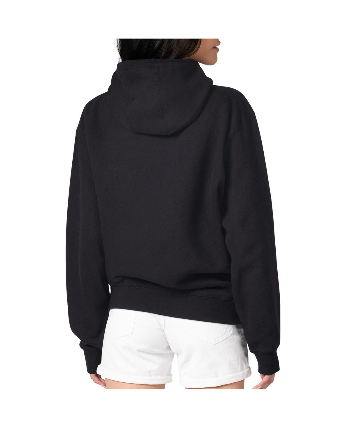 G-iii 4her By Carl Banks Women's Black New York Jets Pinstripe Circle Fleece Pullover Hoodie In Black