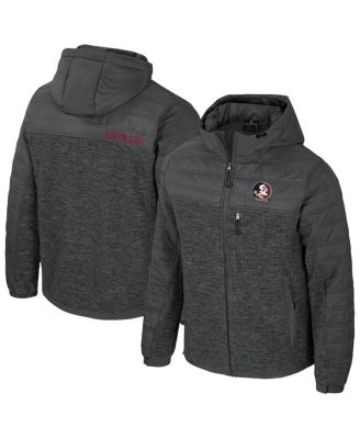 Colosseum - Men's Charcoal Florida State Seminoles Nightman Full-Zip Hoodie Puffer Jacket