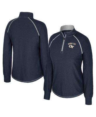 Colosseum - Women's Navy Georgia Tech Yellow Jackets Bikram Raglan Quarter-Zip Top