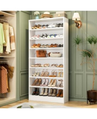 9-Tier Wood Shoe Storage Cabinet Organizer Holds 40-45 Pairs