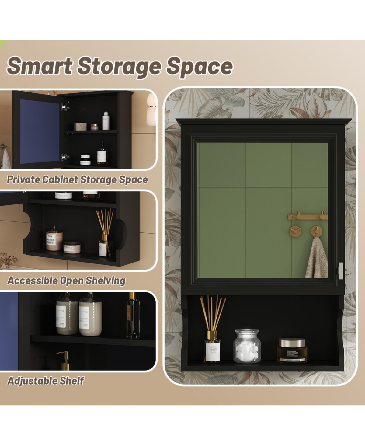 Casainc 20'' Wall Mounted Bathroom Cabinet with Mirror & Storage Door