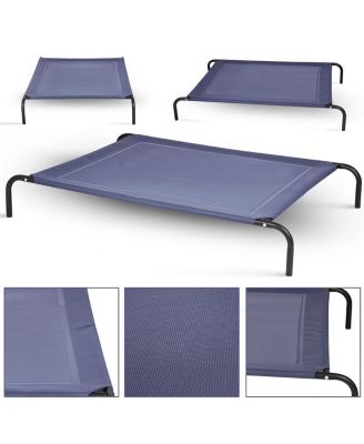 Large Dog Cat Bed Elevated Pet Cot Indoor Outdoor Camping Steel Frame Mat -XL