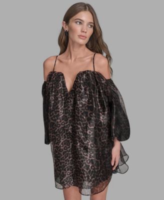 Women's Animal Print Sweetheart Neck Short Dress