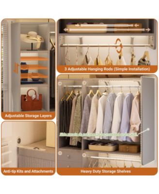 Closet System with Wooden Drawers and Two Hanging Rods