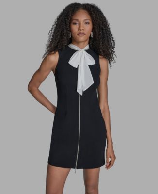 Women's Bow Detail Zip Front Dress
