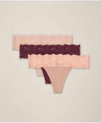 Women's Lace Waist Thong 3-Pack