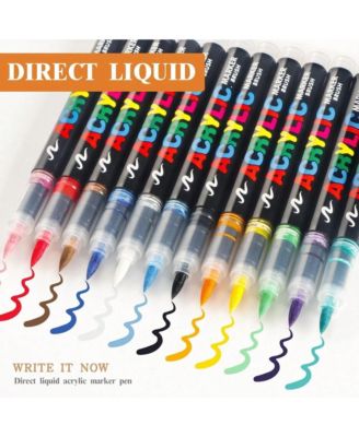 36 Vivid Colors, Acrylic Markers, Soft Brush Tip Acrylic Paint Markers, Automatic Ink Control, Acrylic Paint Pens for Canvas, DIY Crafts