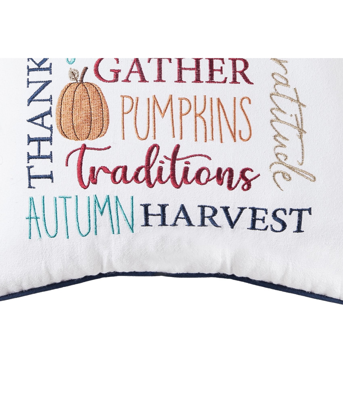 Fall Thankful Gather Blessed Font 100% Cotton Accent Throw Pillow 18" x 18"