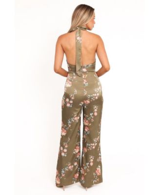 Women's Holly Halterneck Jumpsuit - Olive Floral
