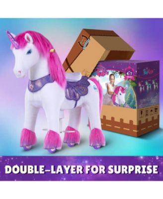 Model Y Pink/Purple Unicorn Rideable Toy for Age 4-7
