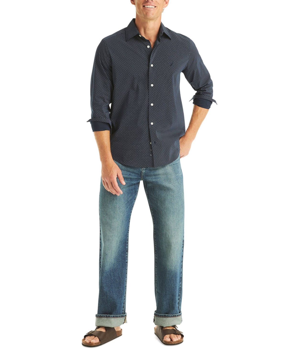 Nautica Men's Printed Long Sleeve Shirt