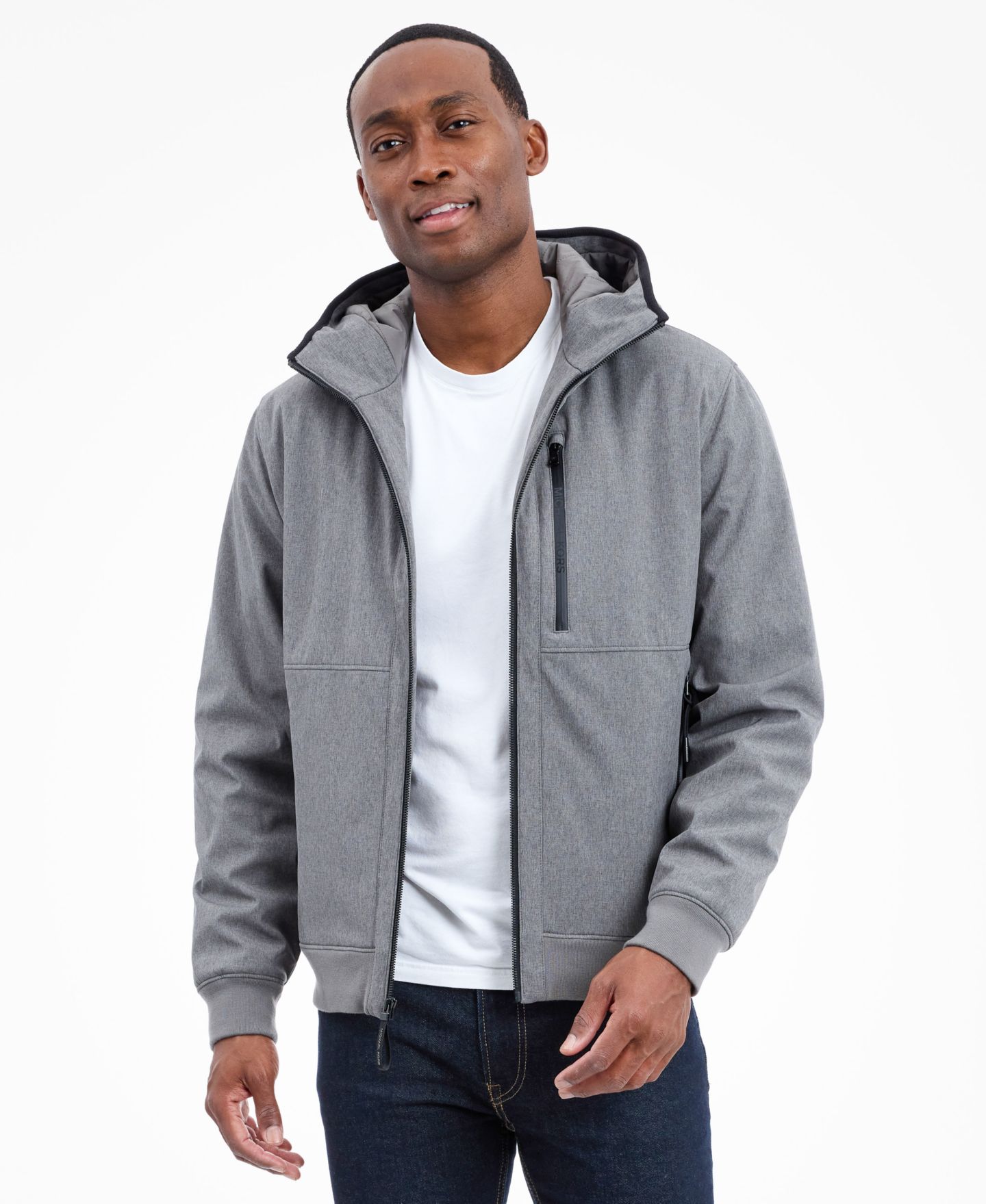 Мужская куртка Michael Kors Hooded Softshell, цвет: Светлый меланжевый серый — фото 2